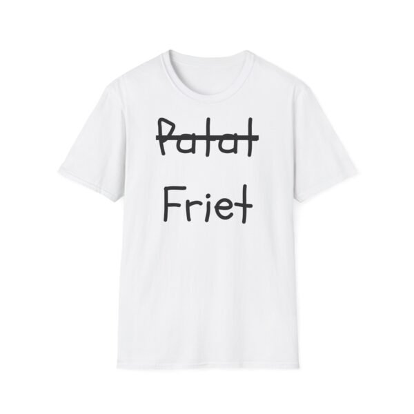 Friet shirt met humoristische tekst, ideaal voor casual settings en liefhebbers van grappige shirts.